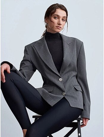 Blazer de crepe ajustado com gola xale dilvin