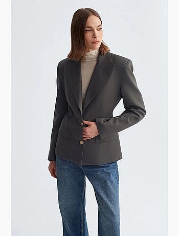 Blazer de crepe ajustado com gola xale dilvin