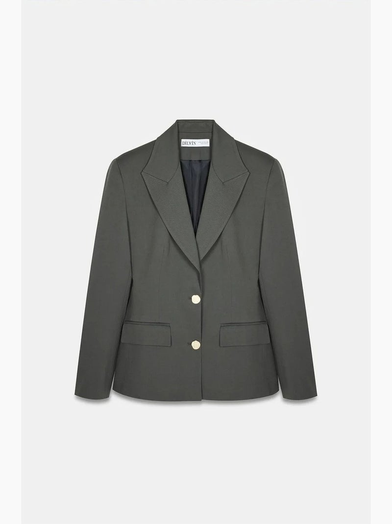 Blazer de crepe ajustado com gola xale dilvin Cinza-preto - Kiabi