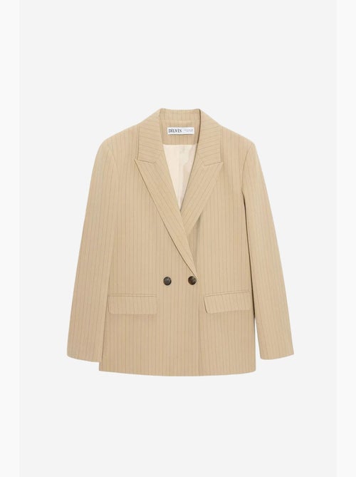 Blazer de crepe às riscas com gola xale dilvin - Kiabi