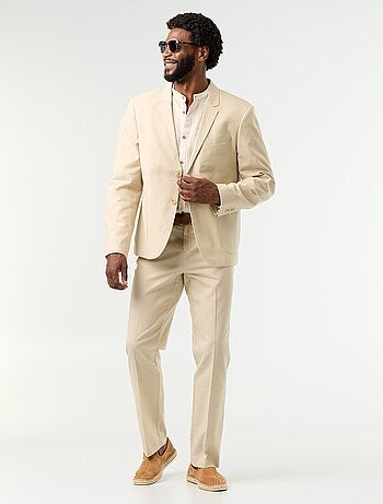 Blazer de fato de algodão e linho