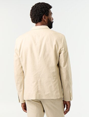 Blazer de fato de algodão e linho