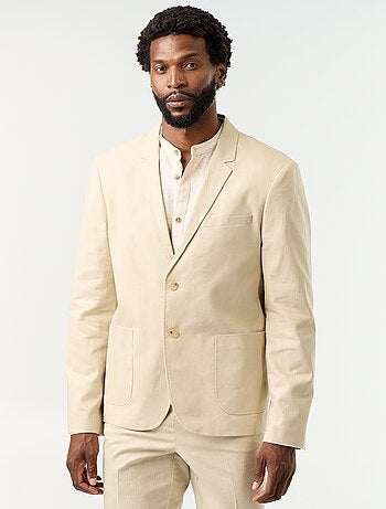 Blazer de fato de algodão e linho