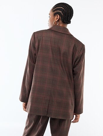 Blazer de manga comprida com padrão axadrezado