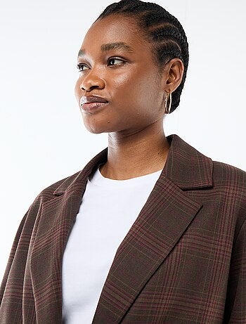 Blazer de manga comprida com padrão axadrezado