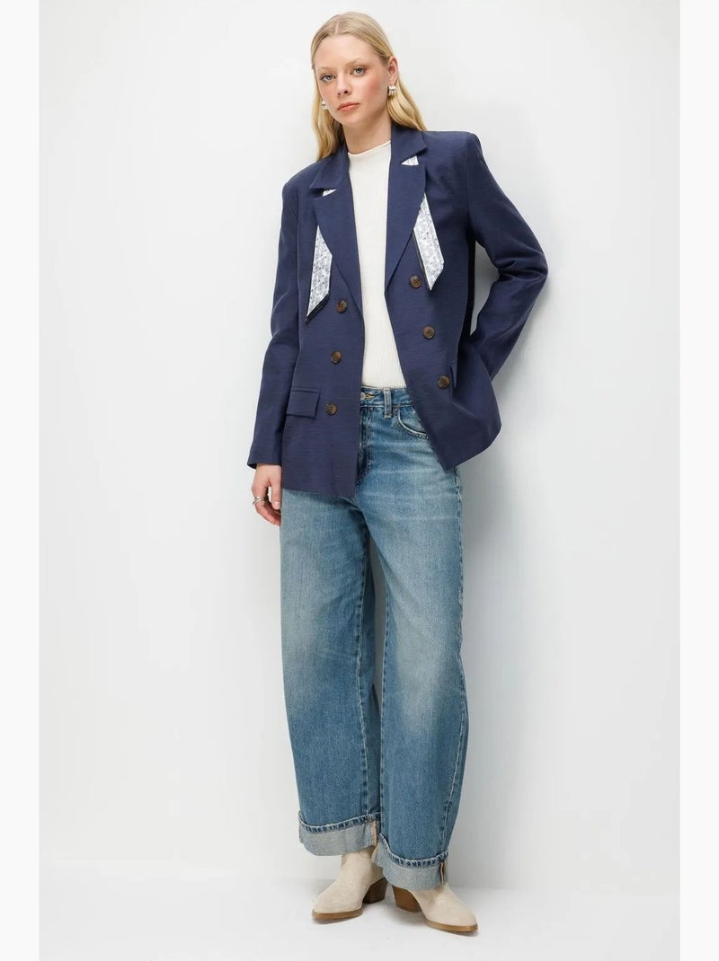 Blazer de manga comprida e patch mixray Azul-marinho - Kiabi