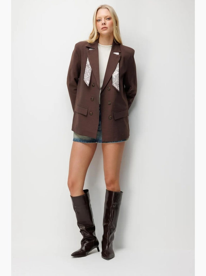 Blazer de manga comprida e patch mixray Castanho-escuro - Kiabi