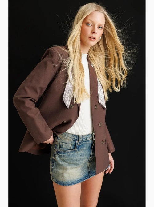 Blazer de manga comprida e patch mixray - Kiabi Blazer de manga comprida e patch mixray - Kiabi