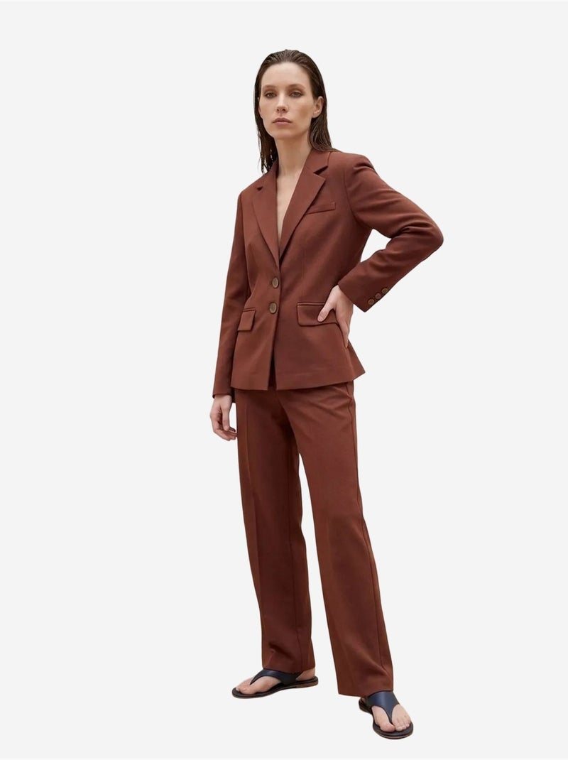 Blazer de mulher de corte regular my fashion Castanho-chocolate - Kiabi