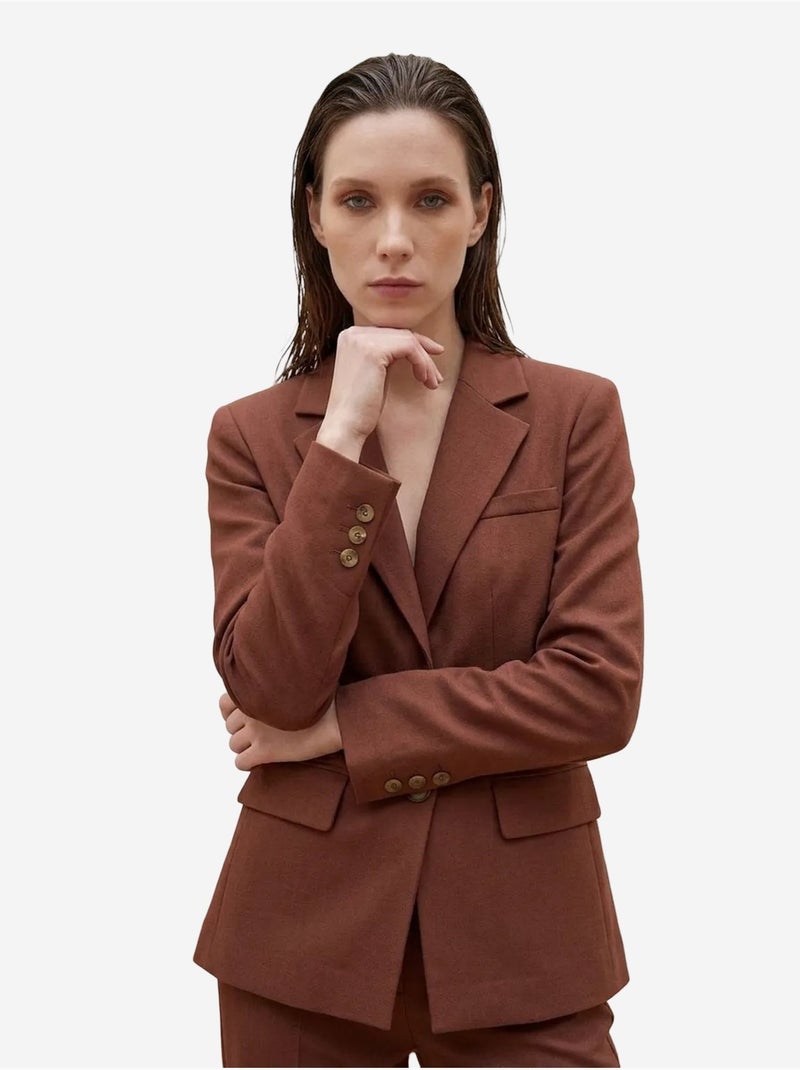 Blazer de mulher de corte regular my fashion Castanho-chocolate - Kiabi