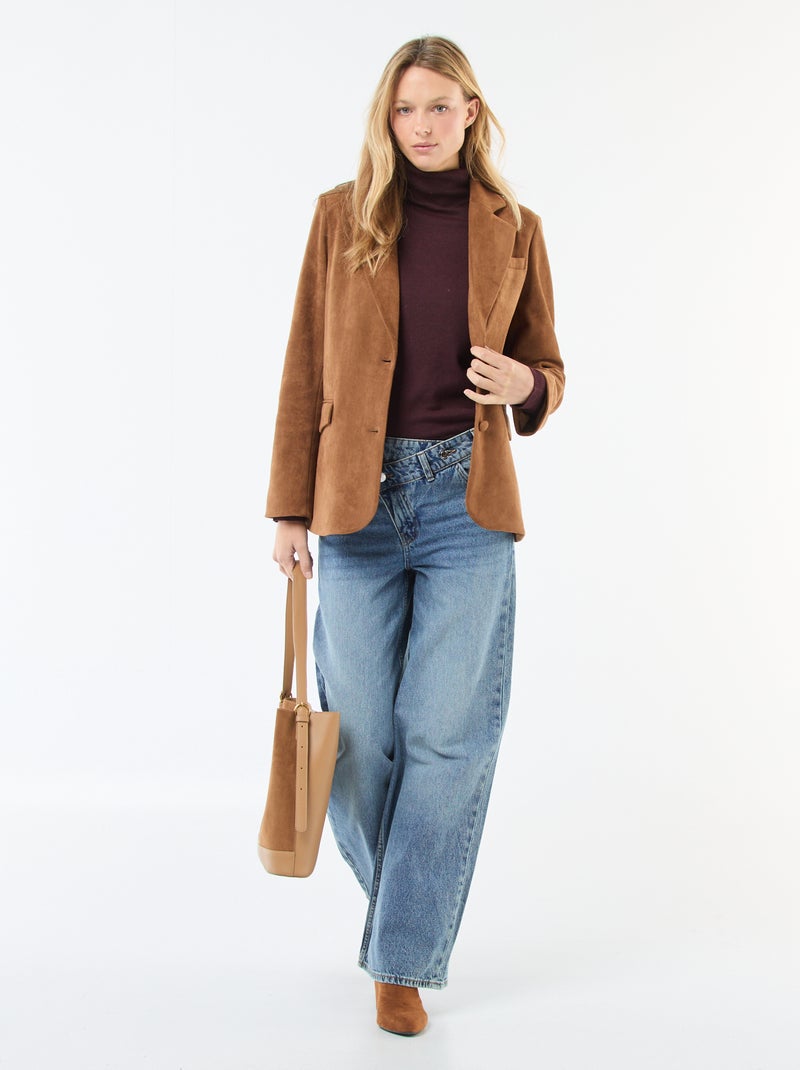 Blazer em camurça Castanho - Kiabi