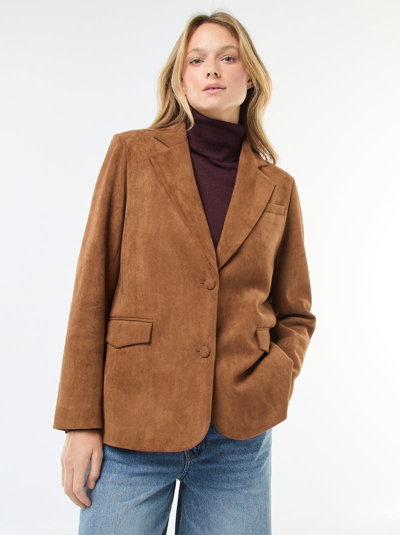 Blazer em camurça Castanho - Kiabi