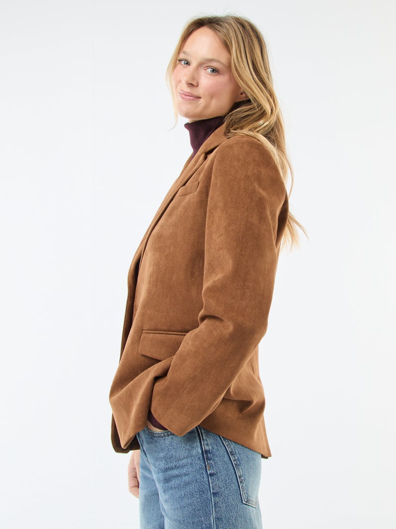 Blazer em camurça Castanho - Kiabi