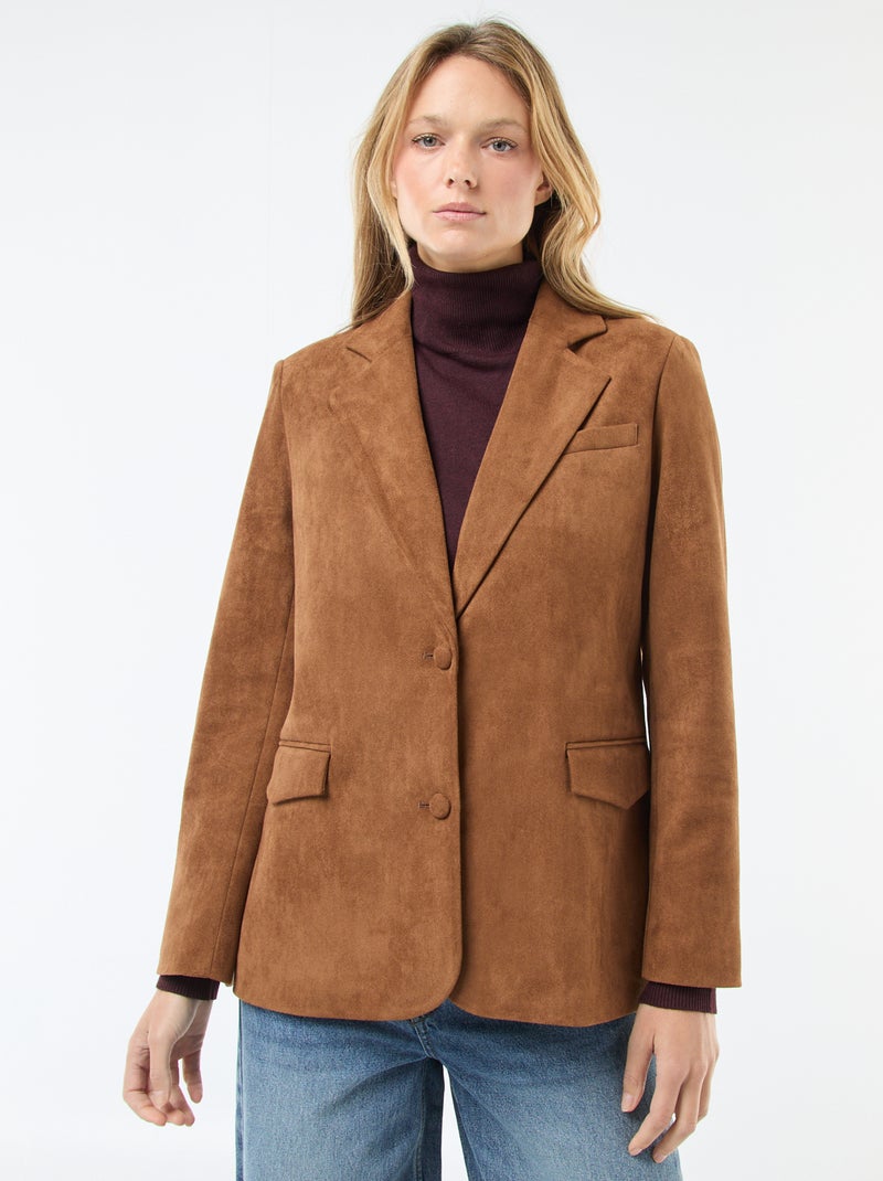 Blazer em camurça Castanho - Kiabi