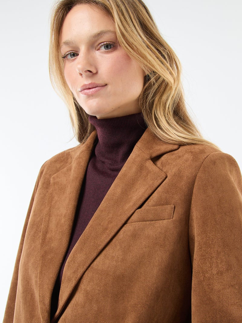 Blazer em camurça Castanho - Kiabi