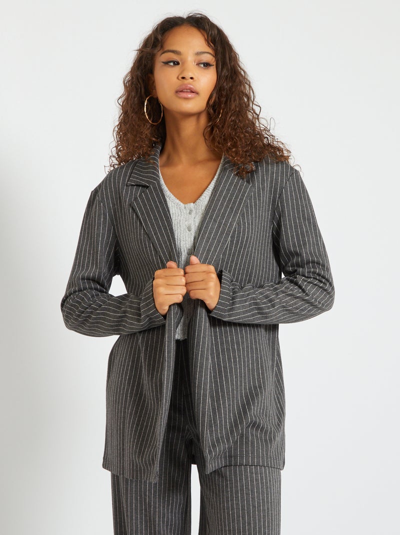 Blazer em malha milano CINZA - Kiabi