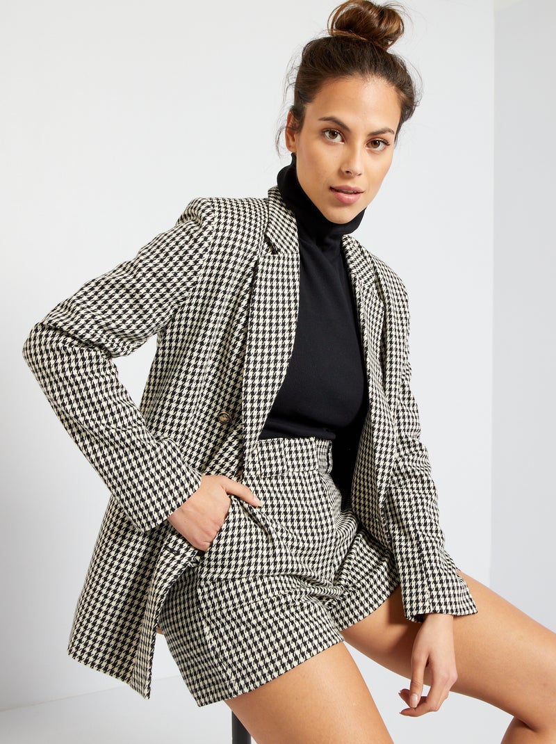 Blazer em pied-de-poule PRETO - Kiabi