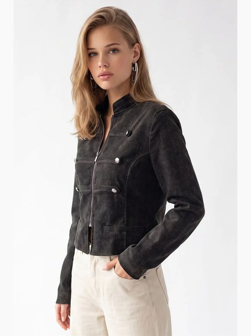 Blazer feminino ajustado mixray - Kiabi Blazer feminino ajustado mixray - Kiabi