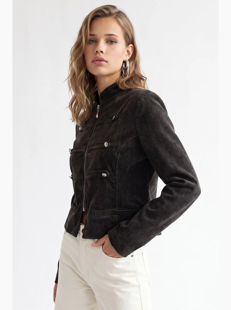 Blazer feminino ajustado mixray Cinza-preto - Kiabi