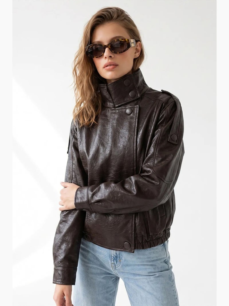 Blazer feminino alfaiatado mixray Castanho-chocolate - Kiabi
