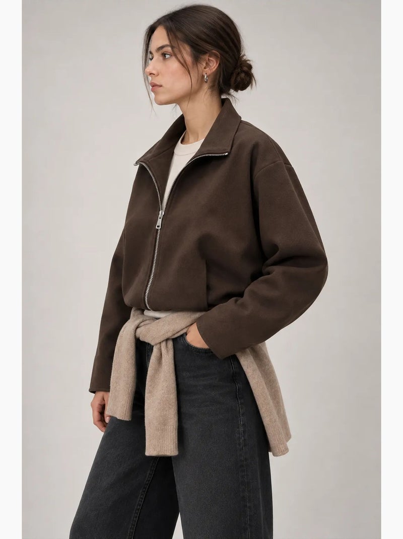 Blazer feminino estruturado mixray Castanho - Kiabi