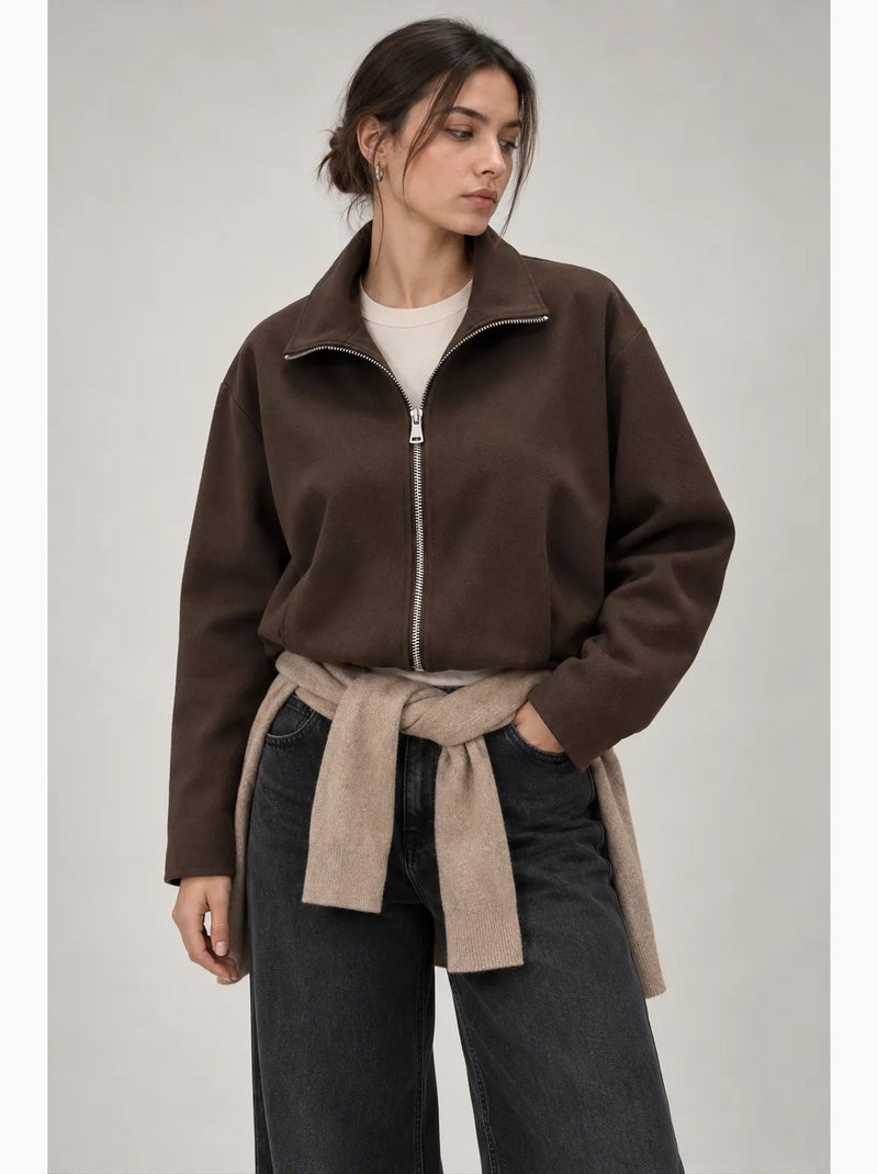 Blazer feminino estruturado mixray Castanho - Kiabi