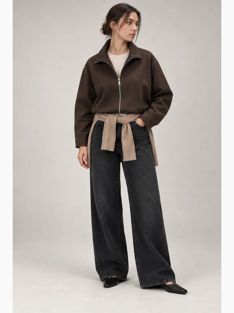 Blazer feminino estruturado mixray Castanho - Kiabi