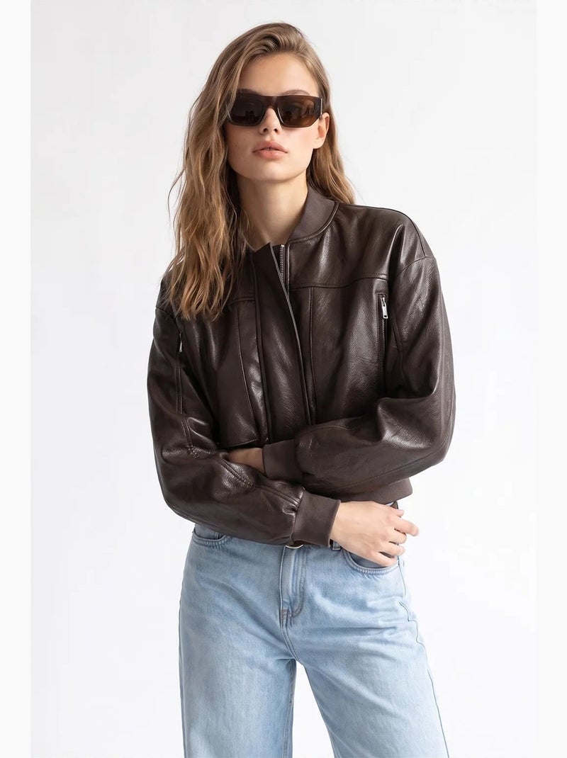 Blazer feminino mixray Castanho-chocolate - Kiabi