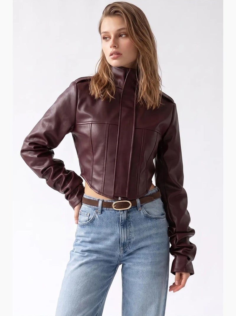 Blazer feminino mixray Vermelho bordô - Kiabi