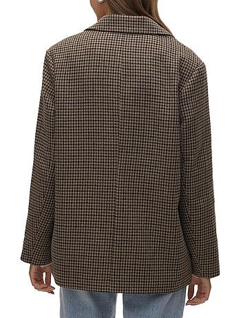 Blazer Feminino Pied de Poule Castanho Vero Moda Julie
