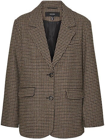 Blazer Feminino Pied de Poule Castanho Vero Moda Julie