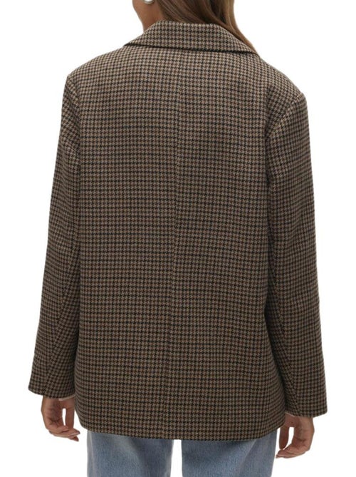 Blazer Feminino Pied de Poule Castanho Vero Moda Julie - Kiabi Blazer Feminino Pied de Poule Castanho Vero Moda Julie - Kiabi