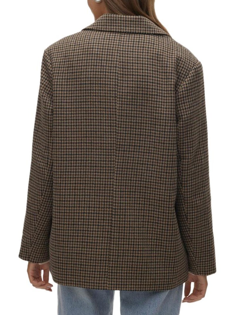 Blazer Feminino Pied de Poule Castanho Vero Moda Julie Castanho-capuccino - Kiabi