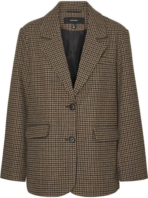 Blazer Feminino Pied de Poule Castanho Vero Moda Julie - Kiabi Blazer Feminino Pied de Poule Castanho Vero Moda Julie - Kiabi