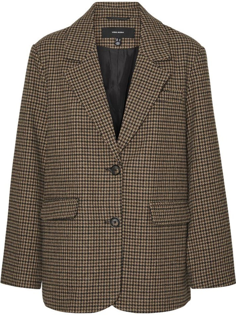 Blazer Feminino Pied de Poule Castanho Vero Moda Julie Castanho-capuccino - Kiabi