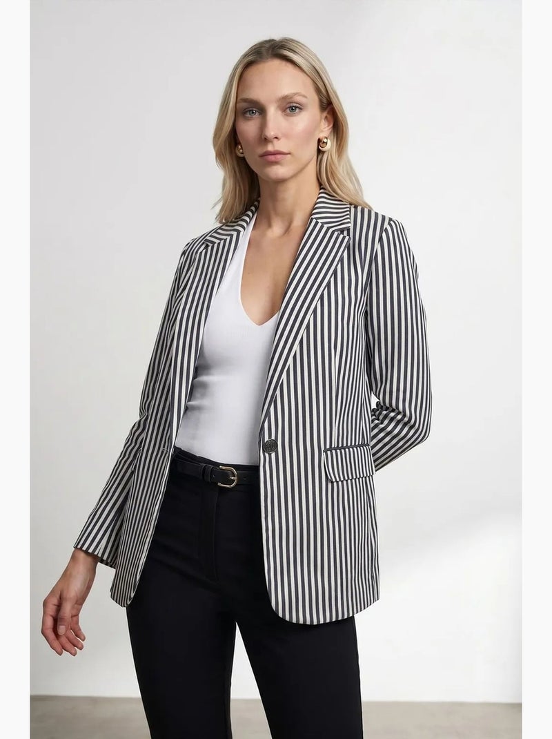 Blazer jacket de popelina às riscas dilvin Branco sujo - Kiabi