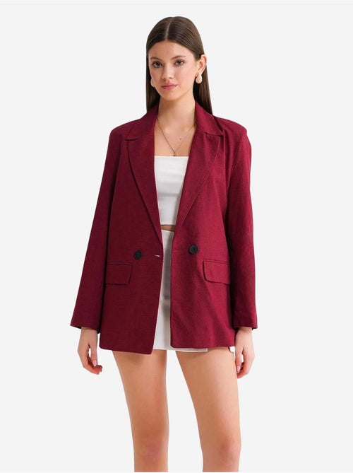 Blazer jacket em mistura de linho com botões mixray - Kiabi