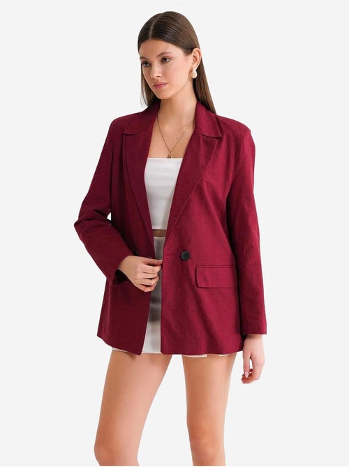 Blazer jacket em mistura de linho com botões mixray - Kiabi