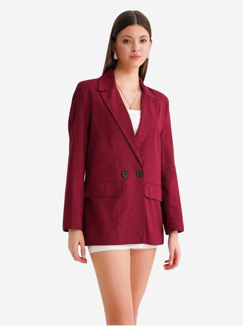 Blazer jacket em mistura de linho com botões mixray - Kiabi