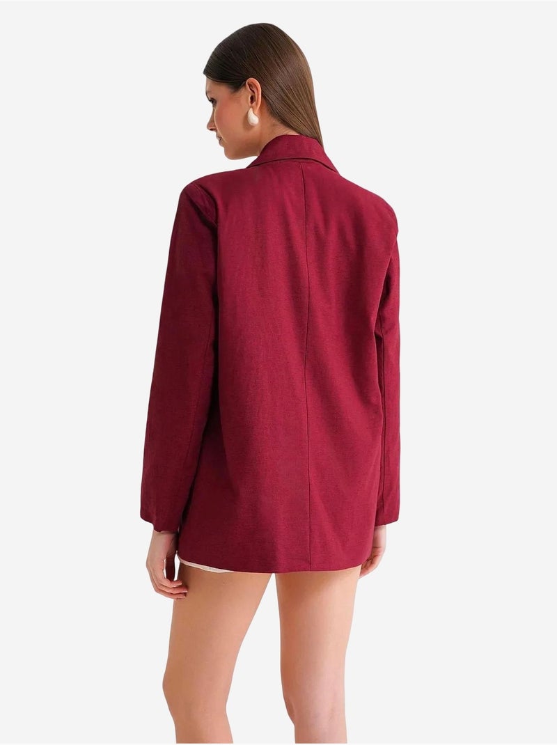Blazer jacket em mistura de linho com botões mixray Vermelho bordô - Kiabi