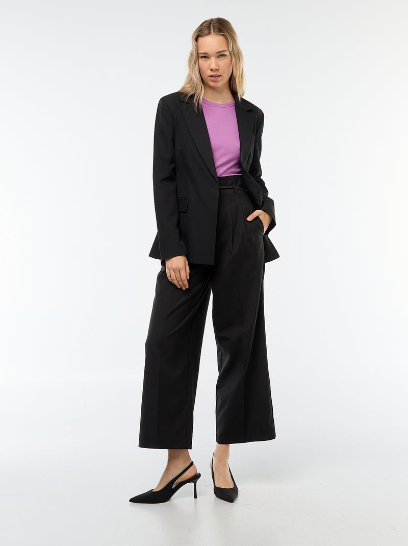 Blazer justo com corte cintado Preto - Kiabi