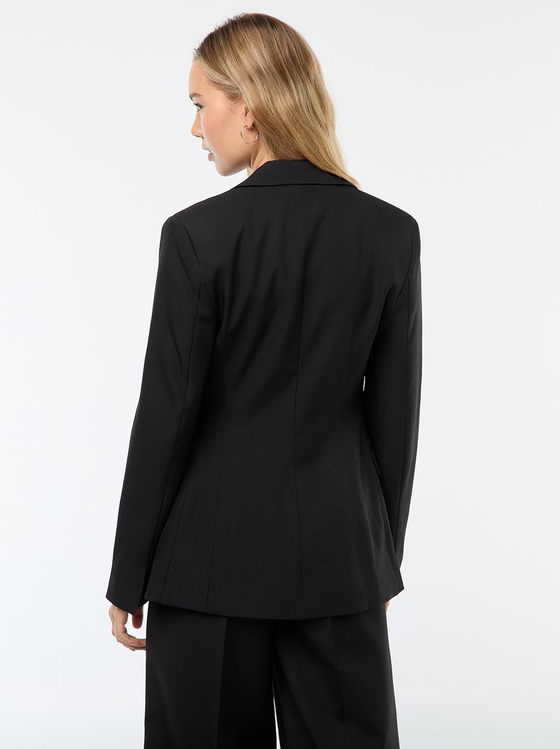 Blazer justo com corte cintado Preto - Kiabi