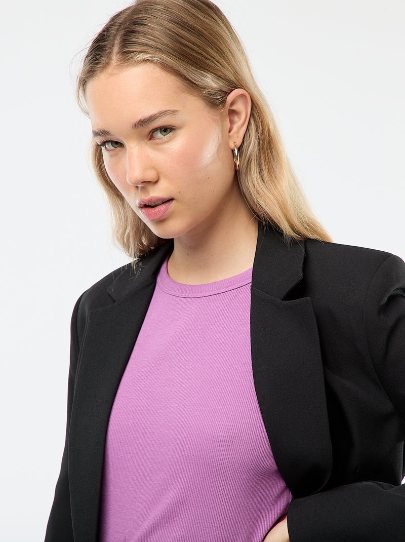 Blazer justo com corte cintado Preto - Kiabi