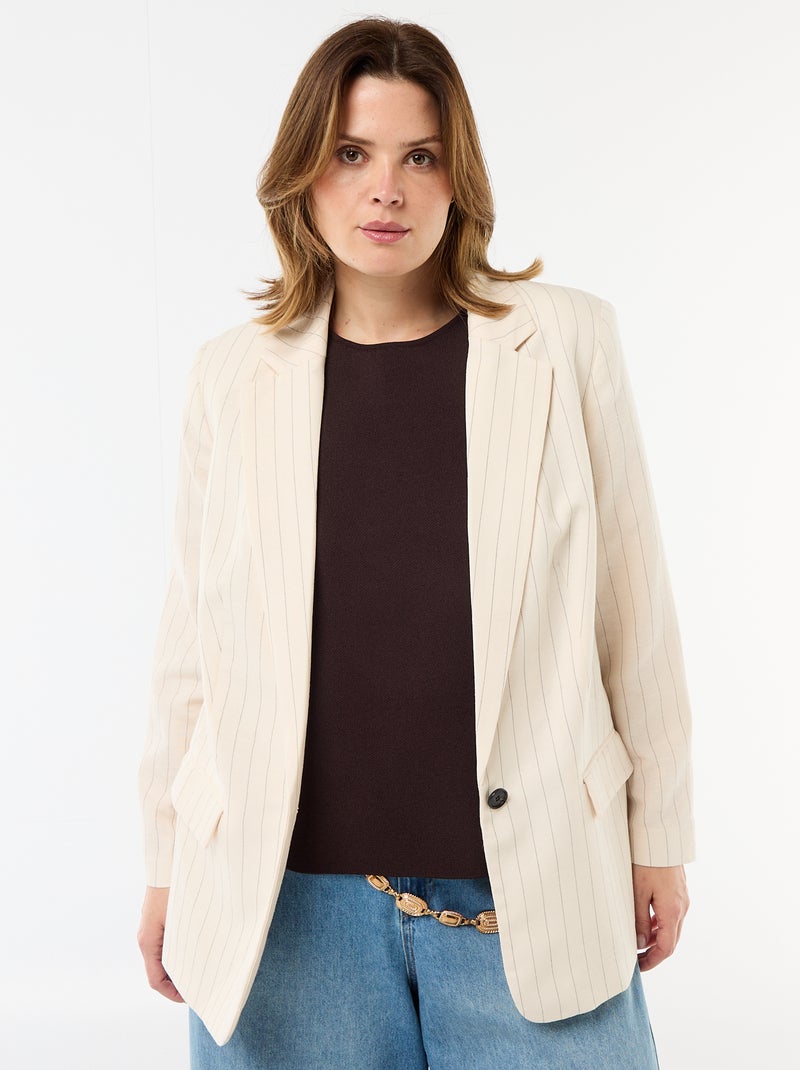 Blazer leve comprido Bege - Kiabi