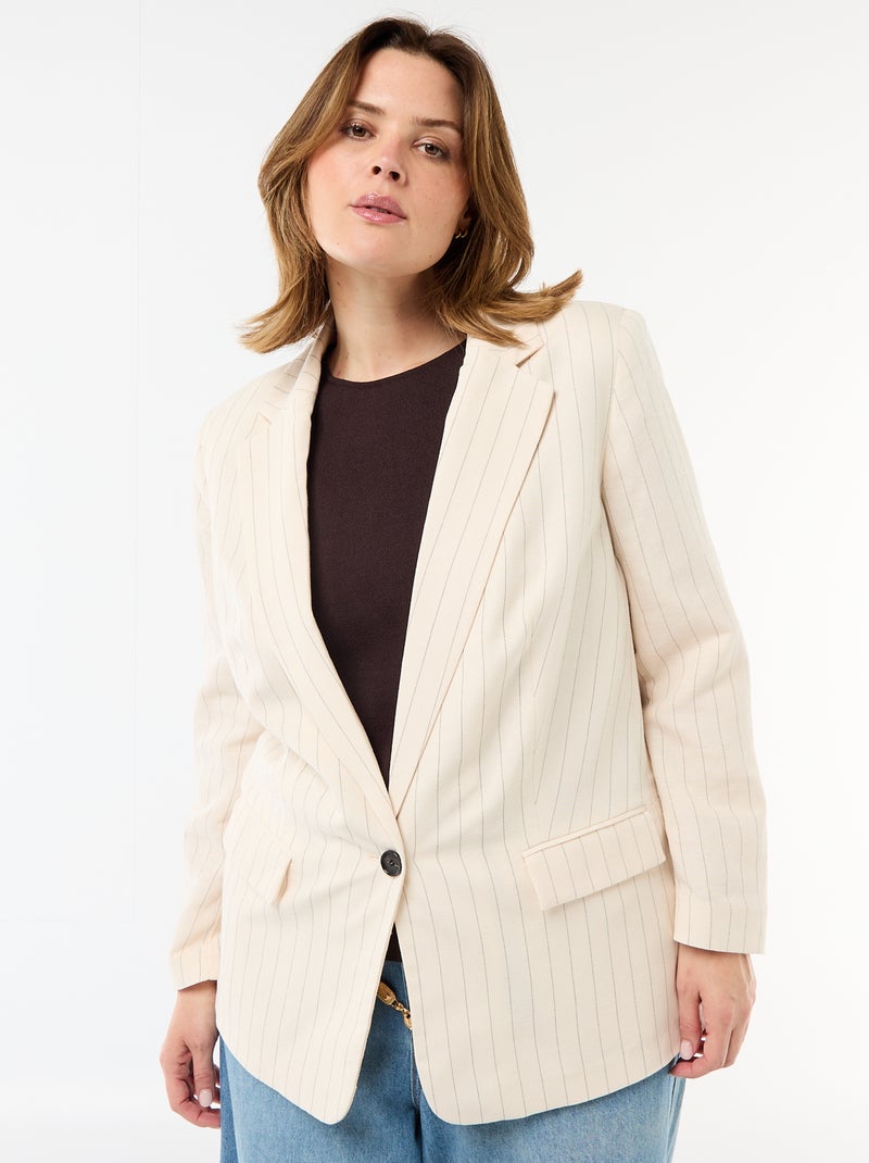 Blazer leve comprido Bege - Kiabi