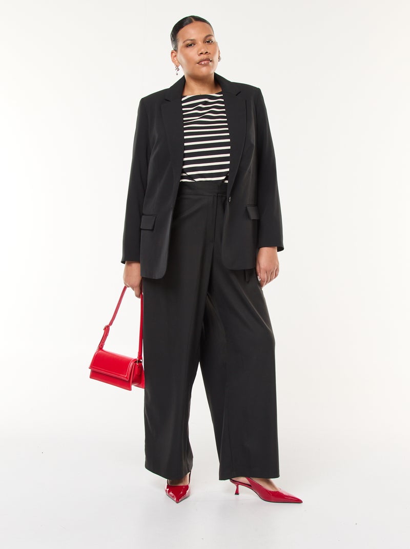 Blazer liso com 2 bolsos com aba Preto - Kiabi