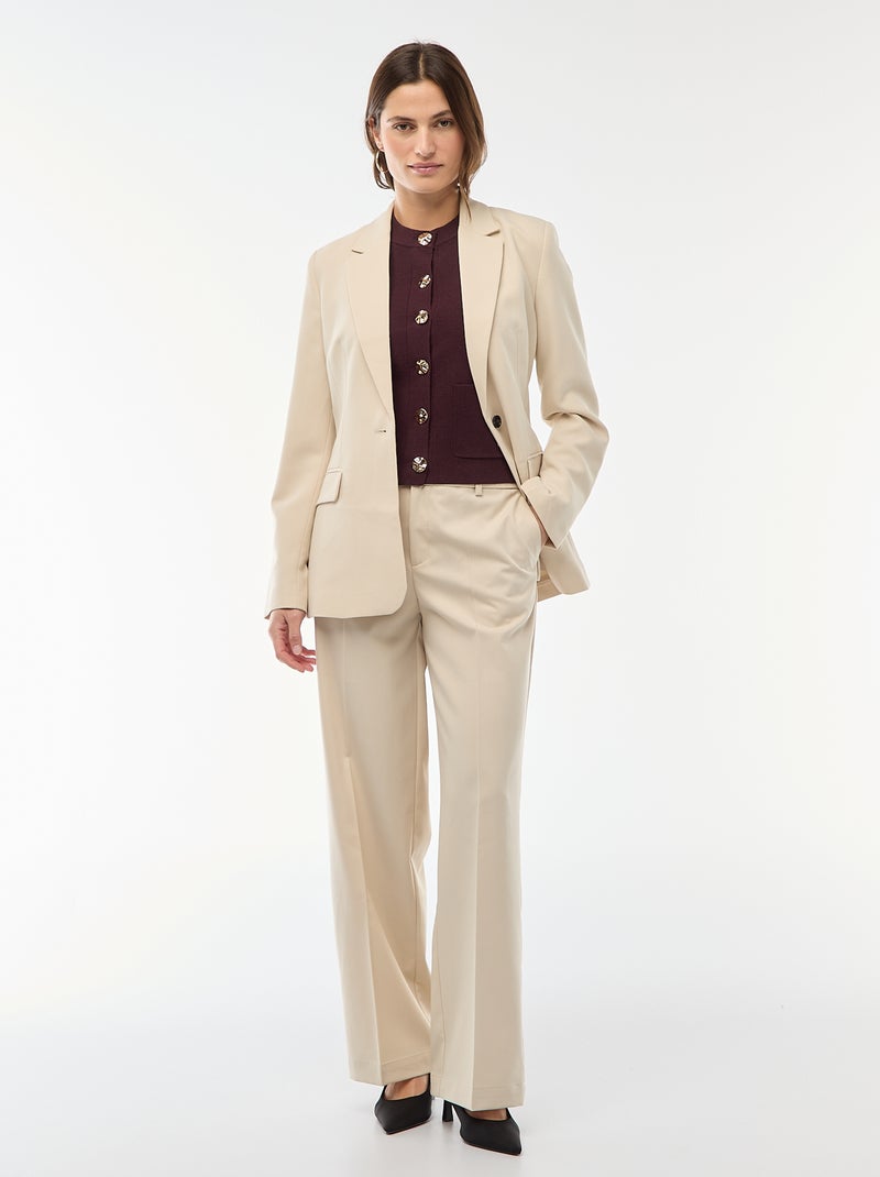 Blazer liso com corte cintado Bege - Kiabi
