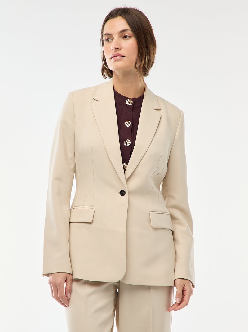 Blazer liso com corte cintado Bege - Kiabi