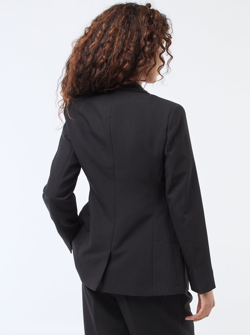 Blazer liso com corte cintado Preto - Kiabi