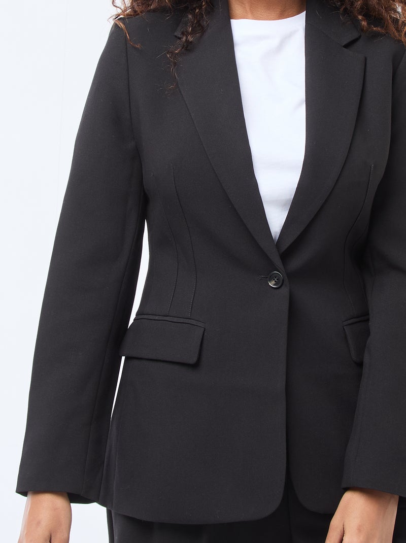 Blazer liso com corte cintado Preto - Kiabi